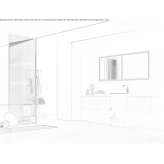 Single washbasin cabinet in eucalyptus stoneware and porcelain Verden