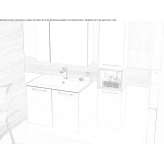 Wall-mounted washbasin cabinet made of melamine-coated chipboard with mirror Ramsthal