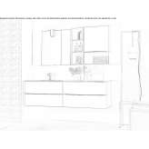 Wooden sectional washbasin cabinet with a mirror Mudurnu