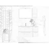 Wooden sectional washbasin cabinet with a mirror Mudurnu