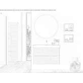 Wall-mounted washbasin cabinet made of melamine-coated chipboard with mirror Ramsthal