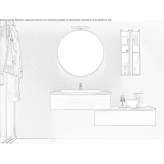 Wooden sectional washbasin cabinet with a mirror Mudurnu