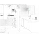 Wooden sectional washbasin cabinet with a mirror Mudurnu