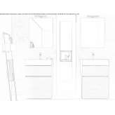 Floor-standing washbasin cabinet in melamine-coated chipboard with mirror Ramsthal