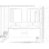 Wall-mounted washbasin cabinet made of melamine-coated chipboard with mirror Ramsthal