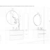 Wooden sectional washbasin cabinet with a mirror Mudurnu