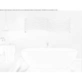 Horizontal decorative radiator made of brushed steel for hot water Pedesina