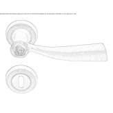 Brass door handle in a classic style on a rosette with a lock Fene