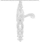 Baroque style brass door handle on the back plate Agria
