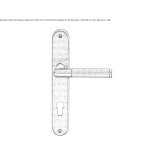 Brass door handle in a classic style on the back plate with a lock Prigoria