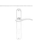 Brass door handle in a classic style on the back plate with a lock Nunziata