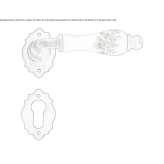 Iron and porcelain door handle with rosette Toledo