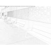 Steel bench with armrests and backrest Caleras