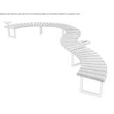 Sectional bench with curved steel and wood Tanques