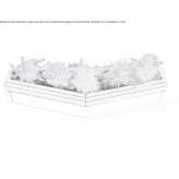 Sectional bench made of steel and wood with an integrated flowerpot Ormea