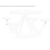Round table in steel and wood for public places Nevern