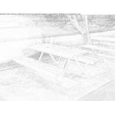 Steel and wood picnic table with integrated benches Oguz