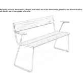 Steel and wood bench with armrests Lamastre