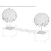 Galvanized steel bench without backrest with integrated flowerpot Cowra